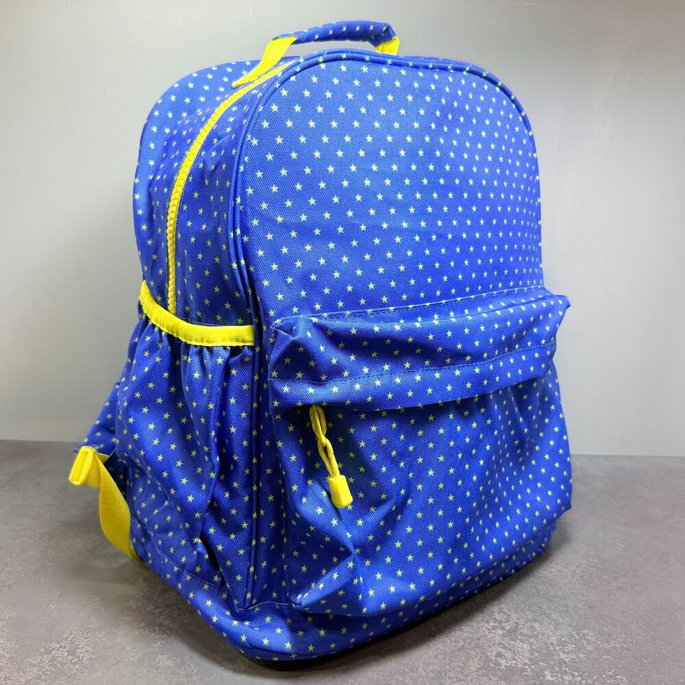 Crate & Kids Large School Backpack | Blue Yellow Lucky Star Print | NWOT